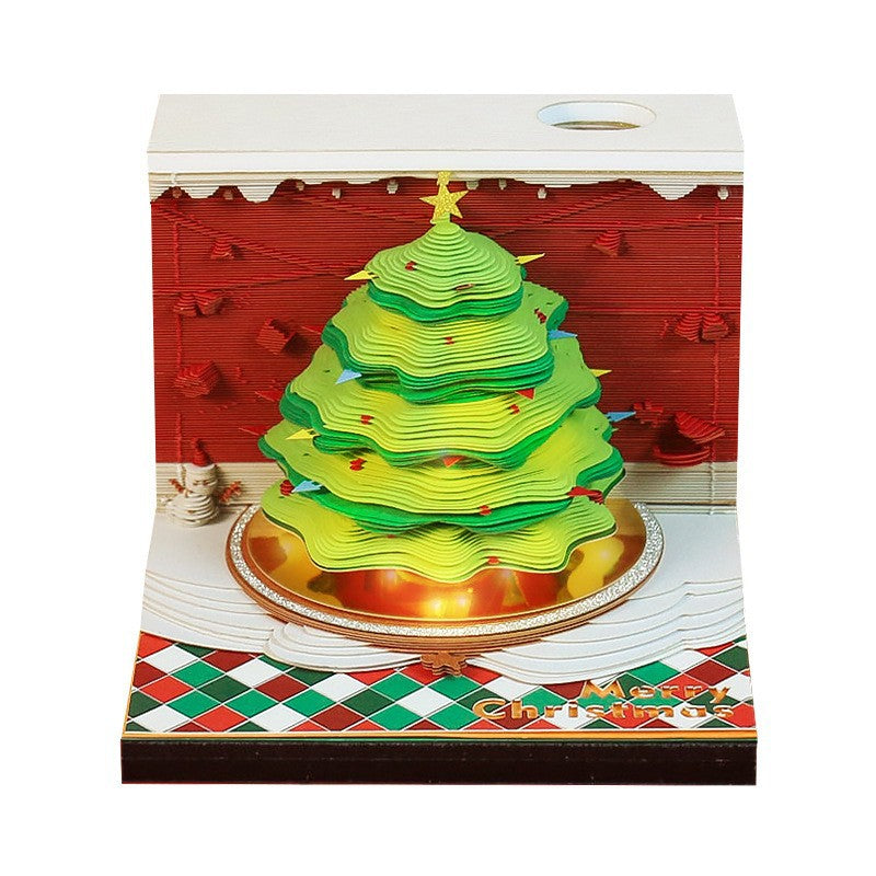 Free Shipping - 3D Time Piece Calendar 2026 – LED Paper Art Tree House Desk Decor, Creative Tear-Off Memo Pad, Unique Christmas Gift