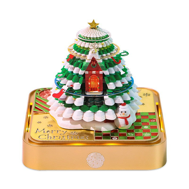 Free Shipping - 3D Time Piece Calendar 2026 – LED Paper Art Tree House Desk Decor, Creative Tear-Off Memo Pad, Unique Christmas Gift