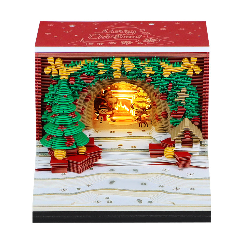 Free Shipping - 3D Time Piece Calendar 2026 – LED Paper Art Tree House Desk Decor, Creative Tear-Off Memo Pad, Unique Christmas Gift