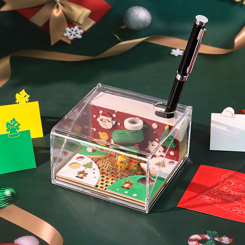 Free Shipping - 3D Time Piece Calendar 2026 – LED Paper Art Tree House Desk Decor, Creative Tear-Off Memo Pad, Unique Christmas Gift